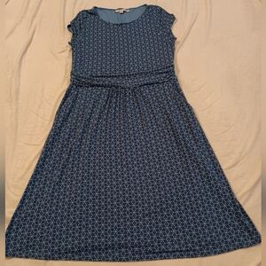 Boden Amelie Midi Short Sleeve Jersey Dress Women's Size 16 Mosaic Tile Print